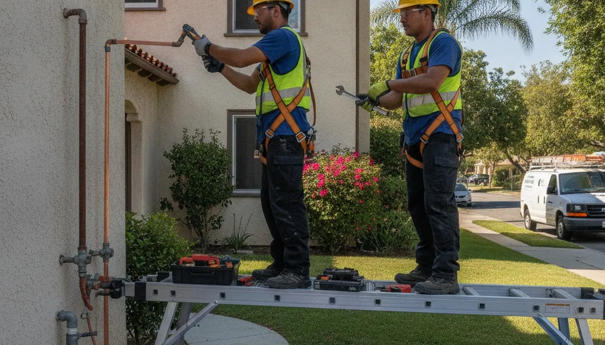Pasadena, CA plumber repairing a residential pipe for fast leak repair service