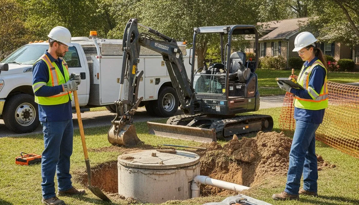 Septic repair technician inspecting Pasadena, CA home plumbing system for On Call Plumbers